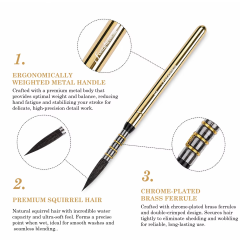 Natural Squirrel Hair Portable Watercolor Brush with Metal Handle