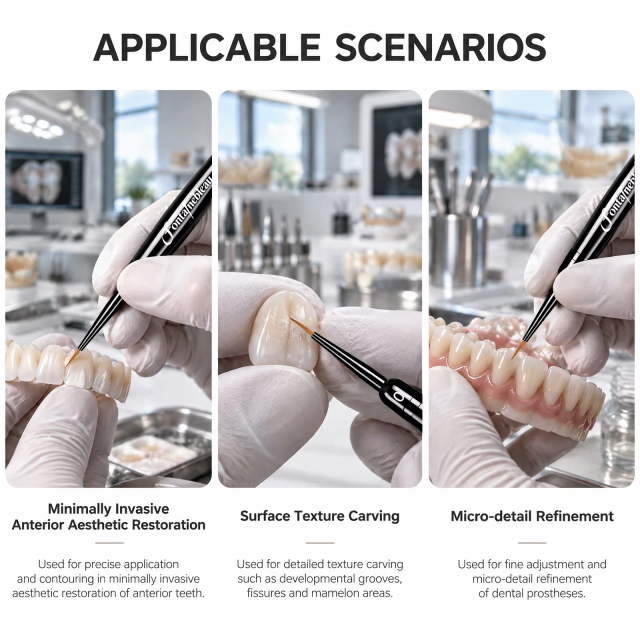 Kolinsky Sable Dental Characterization Brush with Replaceable Tips
