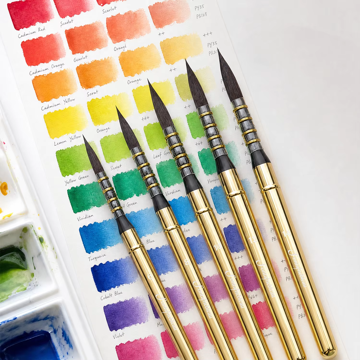 Natural Squirrel Hair Portable Watercolor Brush with Metal Handle