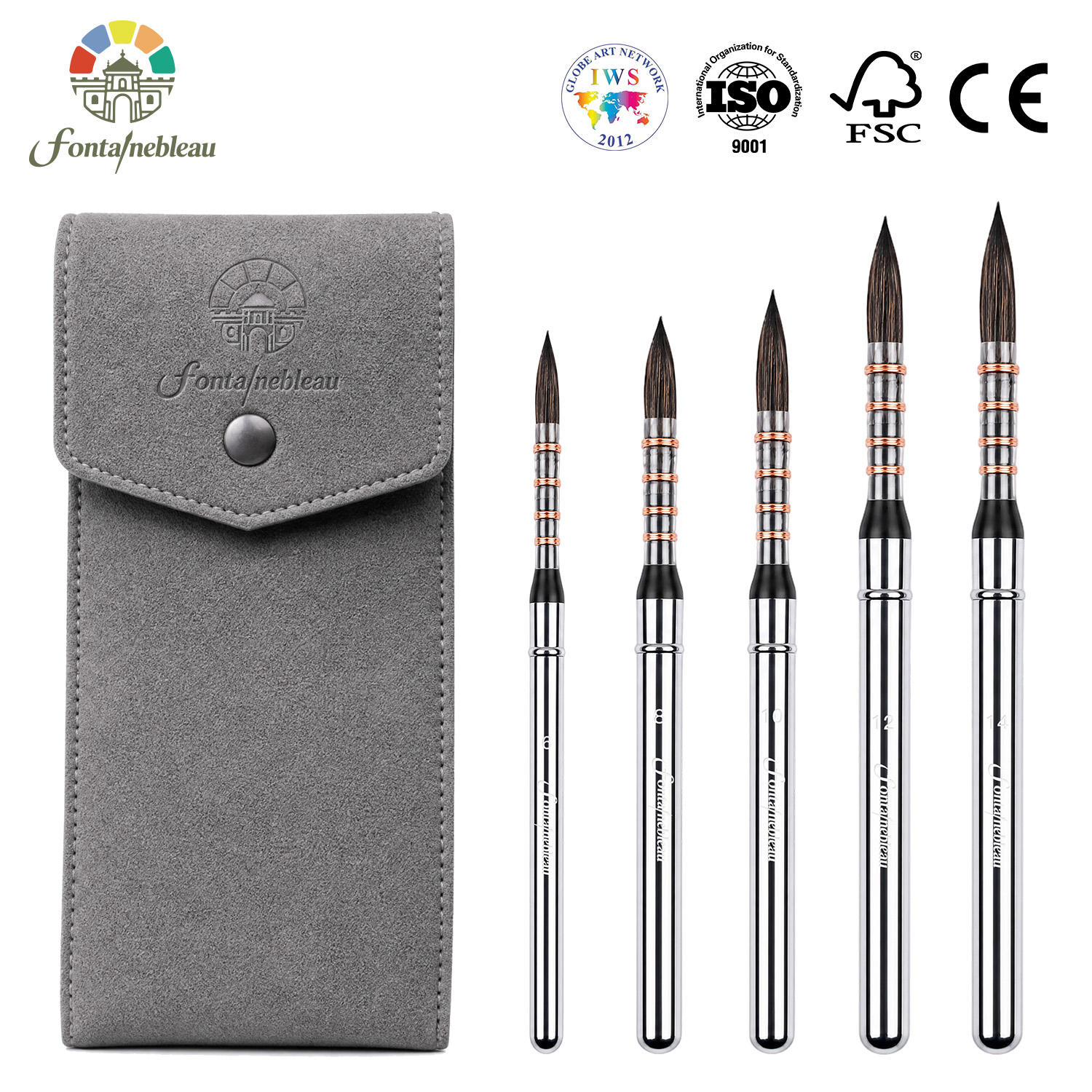 Squirrel Hair Watercolor Travel Paint Brush with Metal Handle