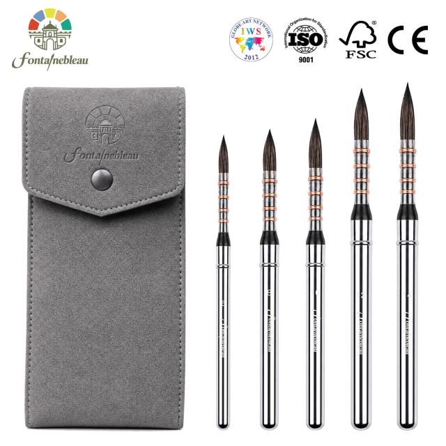 Squirrel Hair Watercolor Travel Paint Brush with Metal Handle
