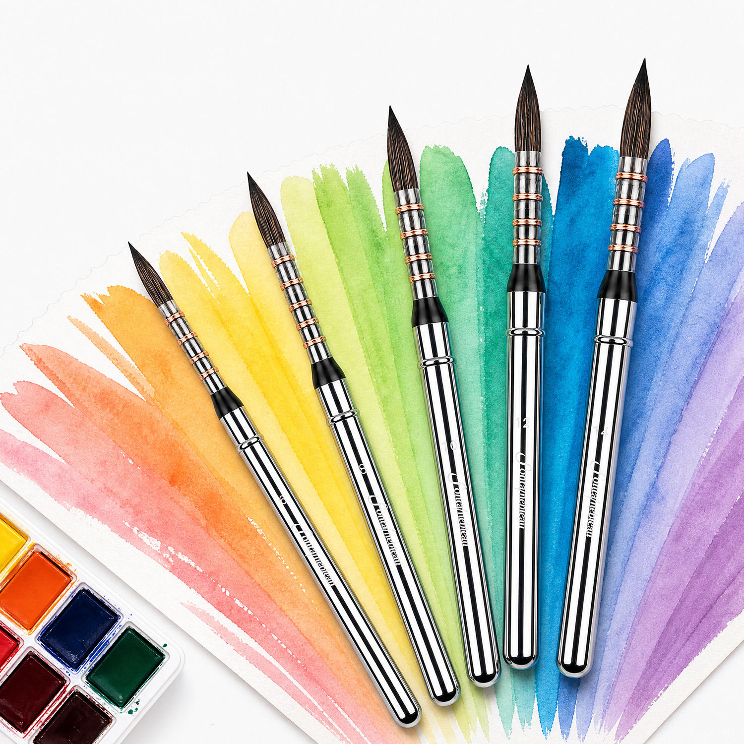 Squirrel Hair Watercolor Travel Paint Brush with Metal Handle