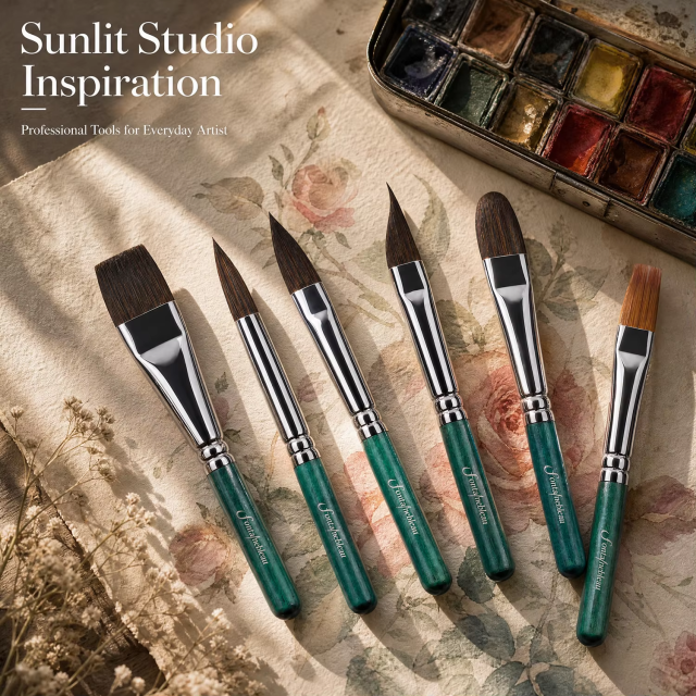 6-Piece Synthetic Squirrel Hair Travel Watercolor Brush Set
