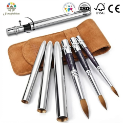 3-Piece Synthetic Nylon Travel Paint Brush Set with Metal Handles
