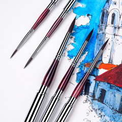 5-Piece Synthetic Hair Travel Watercolor and Acrylic Brush Set