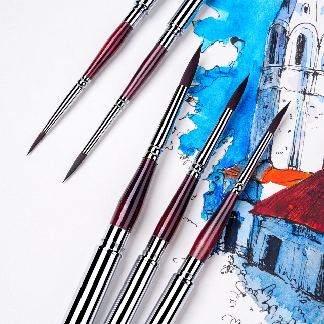 5-Piece Synthetic Hair Travel Watercolor and Acrylic Brush Set