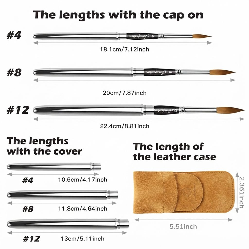 3-Piece Synthetic Nylon Travel Paint Brush Set with Metal Handles