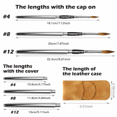 3-Piece Synthetic Nylon Travel Paint Brush Set with Metal Handles
