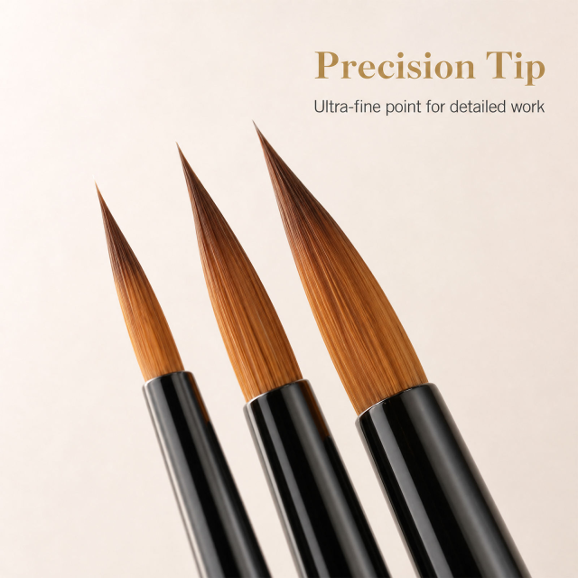 3-Piece Nylon Travel Paint Brush Set with Short Wooden Handles