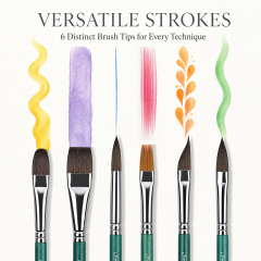 6-Piece Synthetic Squirrel Hair Travel Watercolor Brush Set