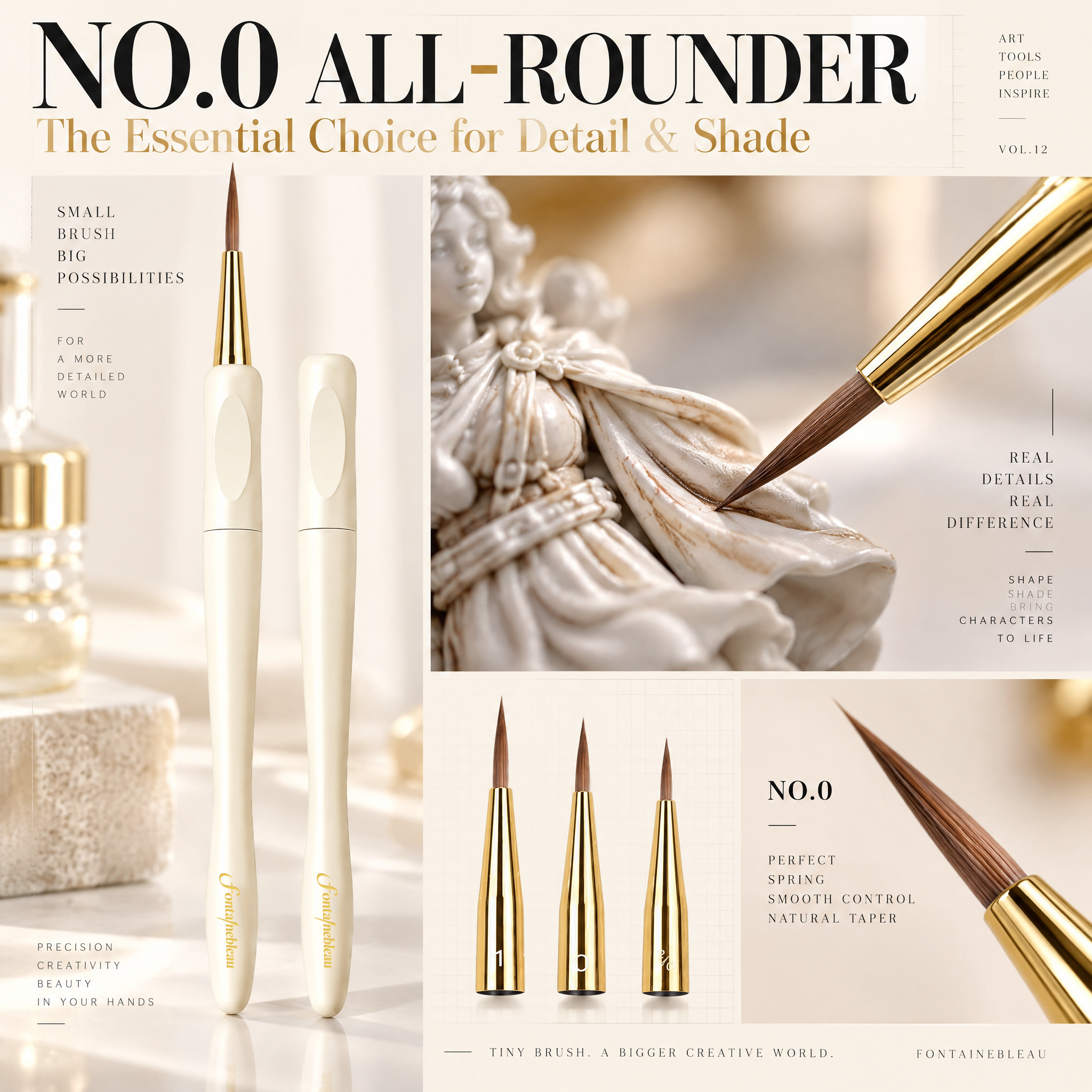Replaceable Head Miniature Detail Paint Brush Set with Metal Handle
