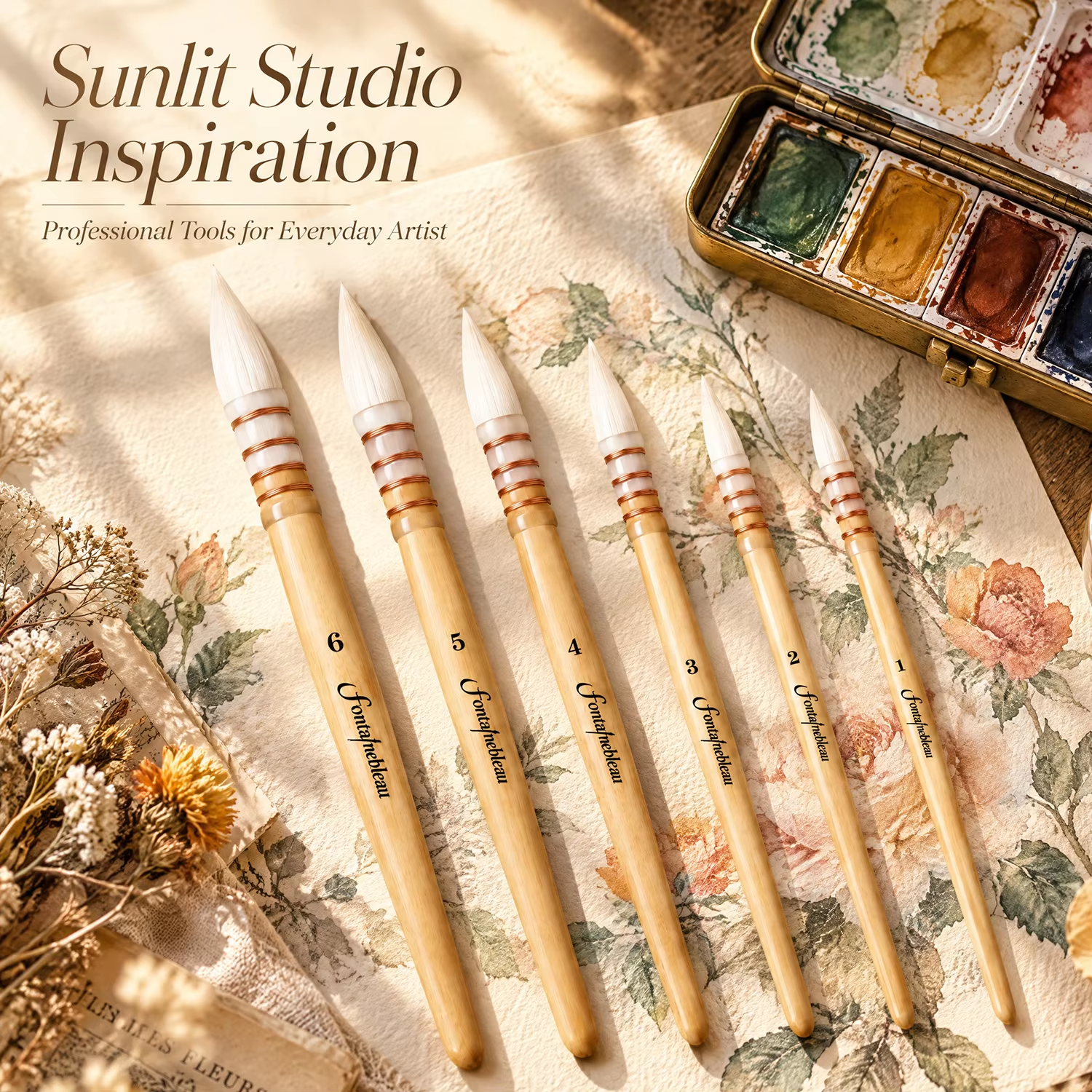 Goat Hair Mop Watercolor Brush Set with Wooden Handle and Gift Box