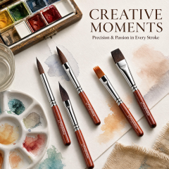 6-Piece Squirrel Hair and Nylon Travel Watercolor Brush Set