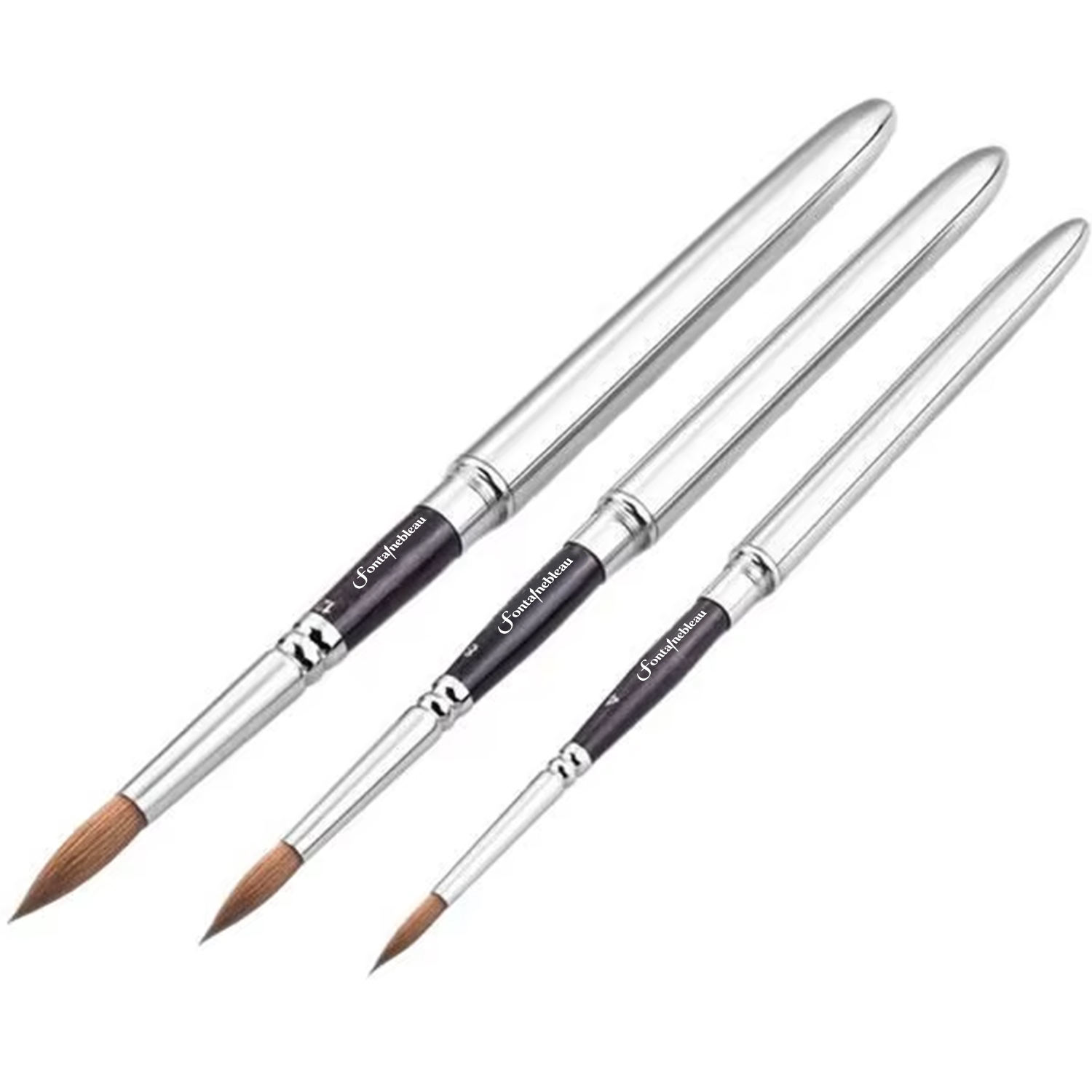 3-Piece Synthetic Nylon Travel Paint Brush Set with Metal Handles
