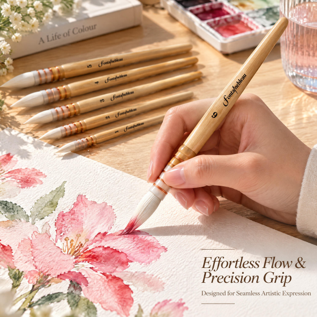 Goat Hair Mop Watercolor Brush Set with Wooden Handle and Gift Box