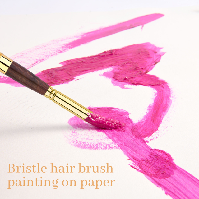 3-Piece Round Synthetic Hair Travel Watercolor Brush Set with Gold Handles