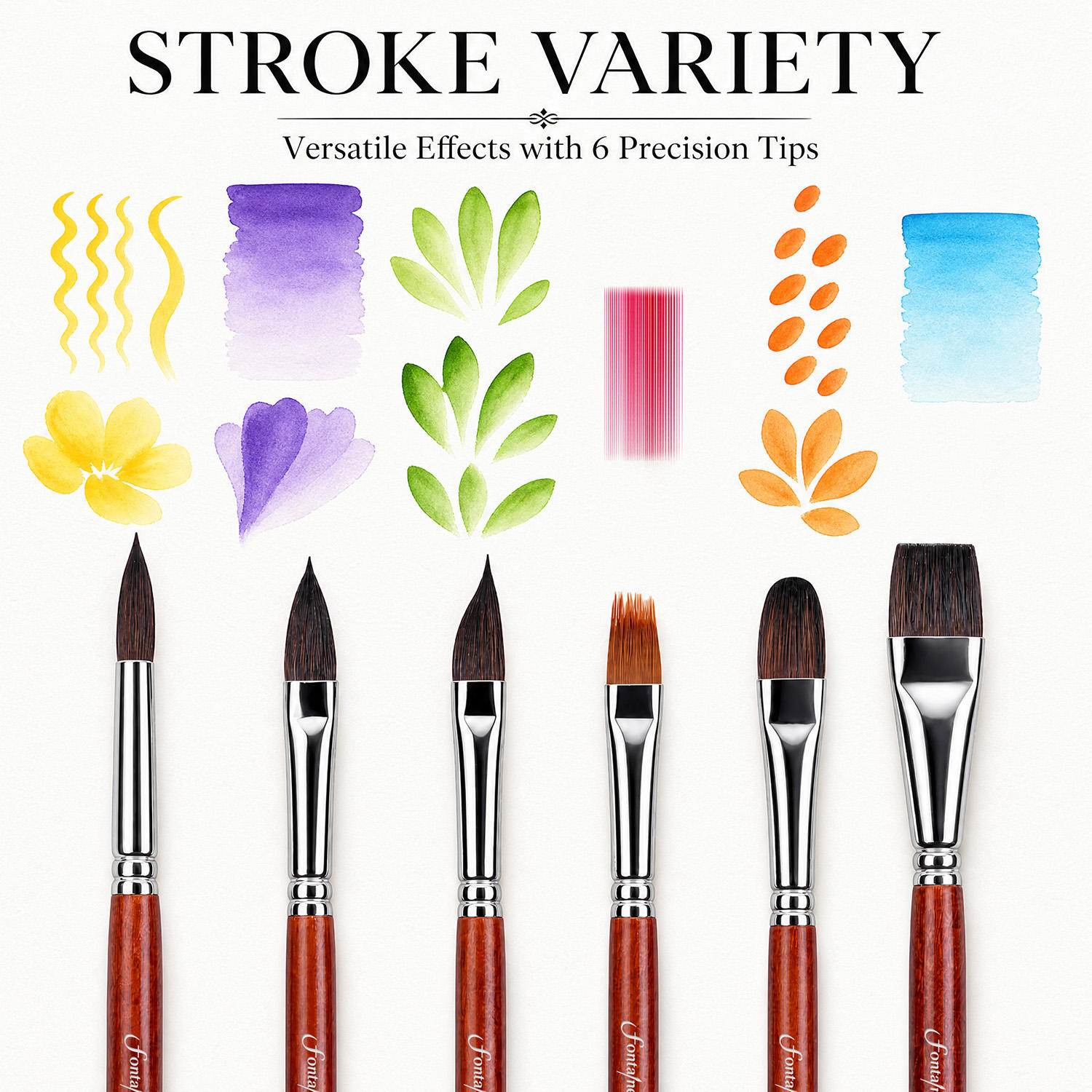 6-Piece Squirrel Hair and Nylon Travel Watercolor Brush Set