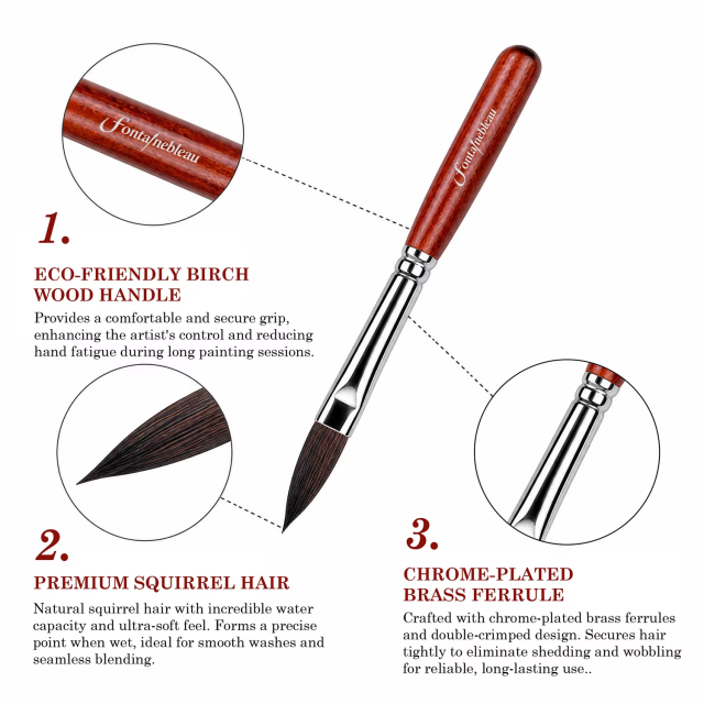 6-Piece Squirrel Hair and Nylon Travel Watercolor Brush Set