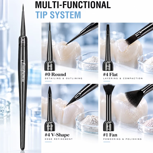 Replaceable Head Dental Micro Applicator Brush Set for Dental Lab Use
