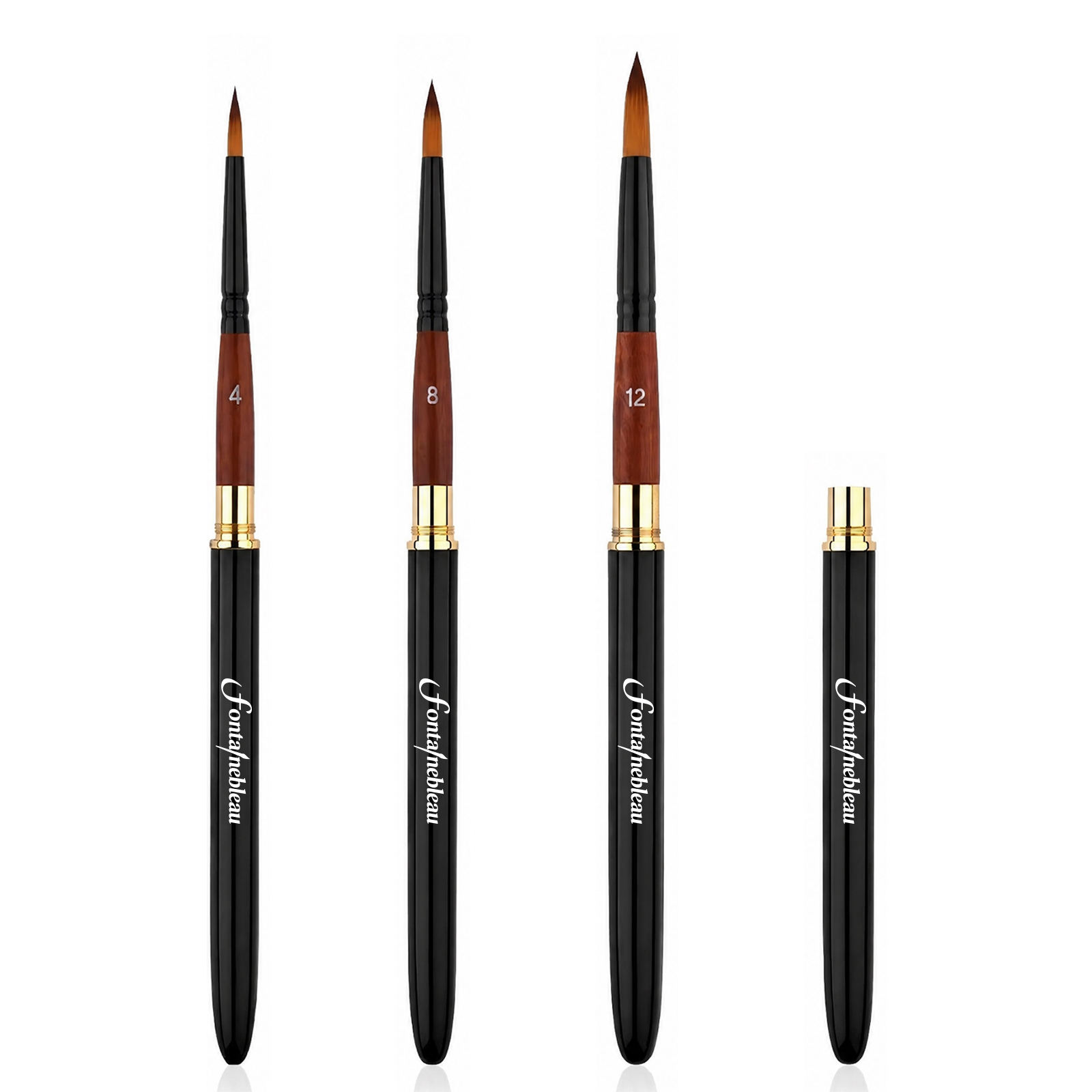 3-Piece Nylon Travel Paint Brush Set with Short Wooden Handles