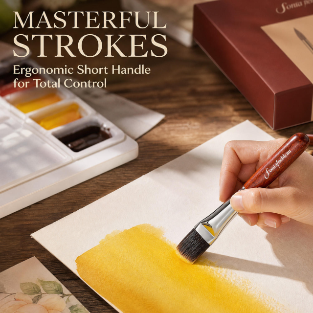 6-Piece Squirrel Hair and Nylon Travel Watercolor Brush Set