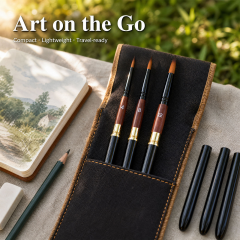 3-Piece Nylon Travel Paint Brush Set with Short Wooden Handles