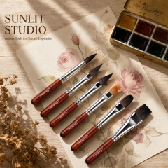 6-Piece Squirrel Hair and Nylon Travel Watercolor Brush Set