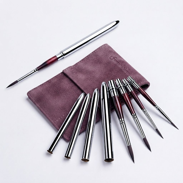 5-Piece Synthetic Hair Travel Watercolor and Acrylic Brush Set