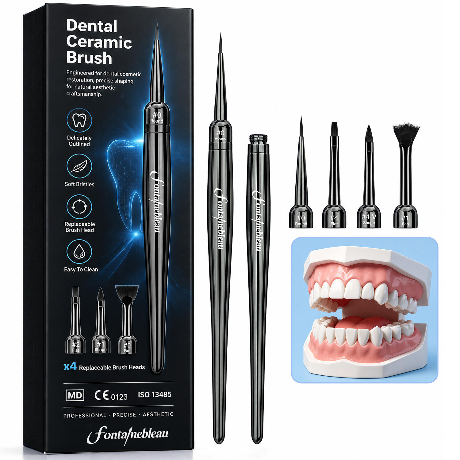 Replaceable Head Dental Micro Applicator Brush Set for Dental Lab Use