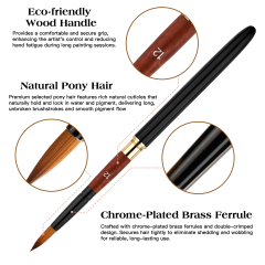 3-Piece Nylon Travel Paint Brush Set with Short Wooden Handles