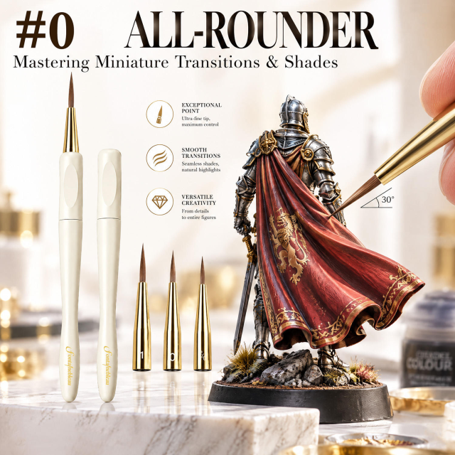 Replaceable Head Miniature Detail Paint Brush Set with Metal Handle