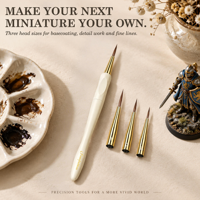 Replaceable Head Miniature Detail Paint Brush Set with Metal Handle