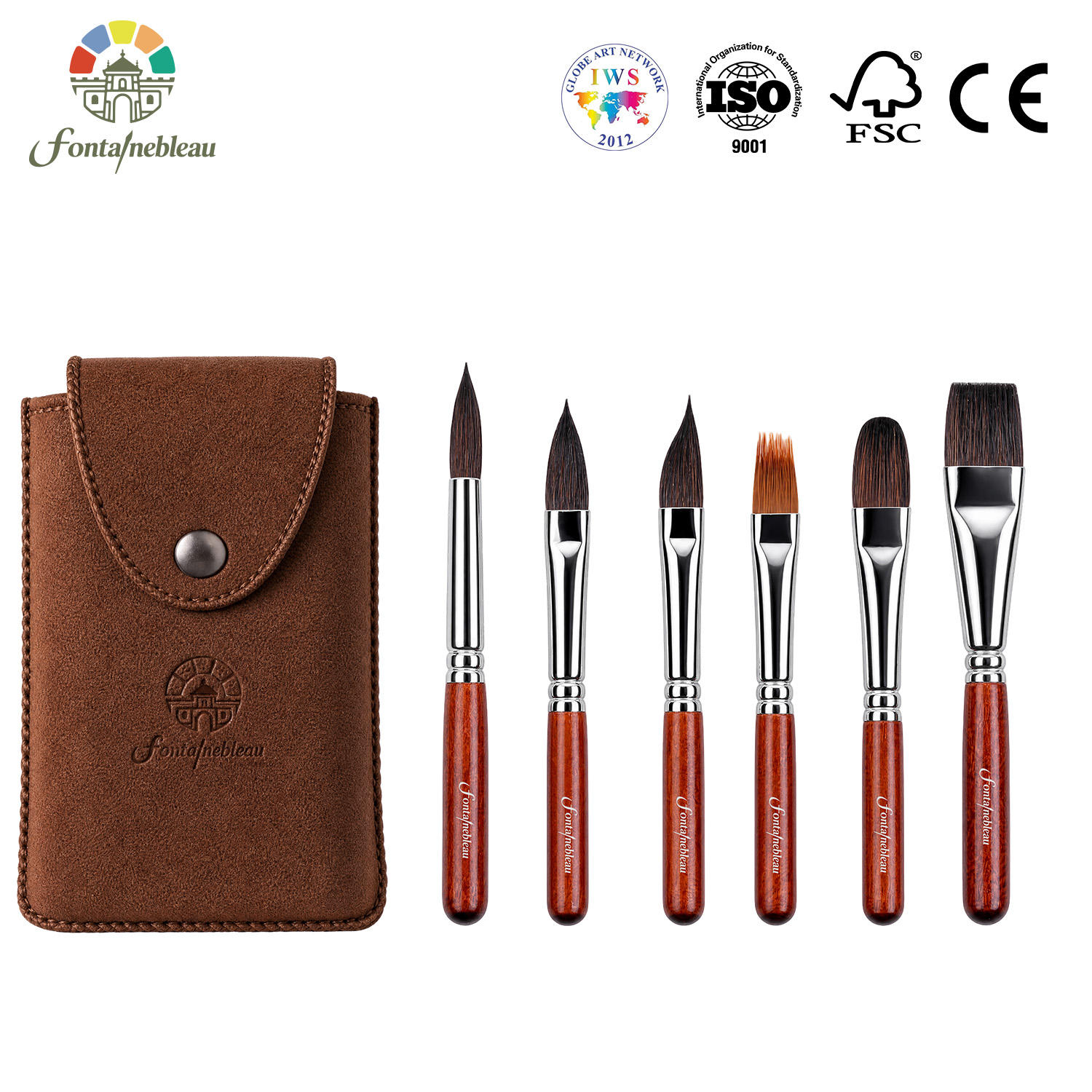 6-Piece Squirrel Hair and Nylon Travel Watercolor Brush Set