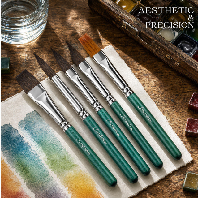 6-Piece Synthetic Squirrel Hair Travel Watercolor Brush Set