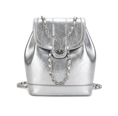 Fashion Daily Silver Leather Backpack