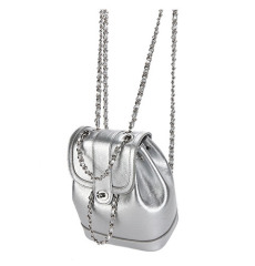 Fashion Daily Silver Leather Backpack
