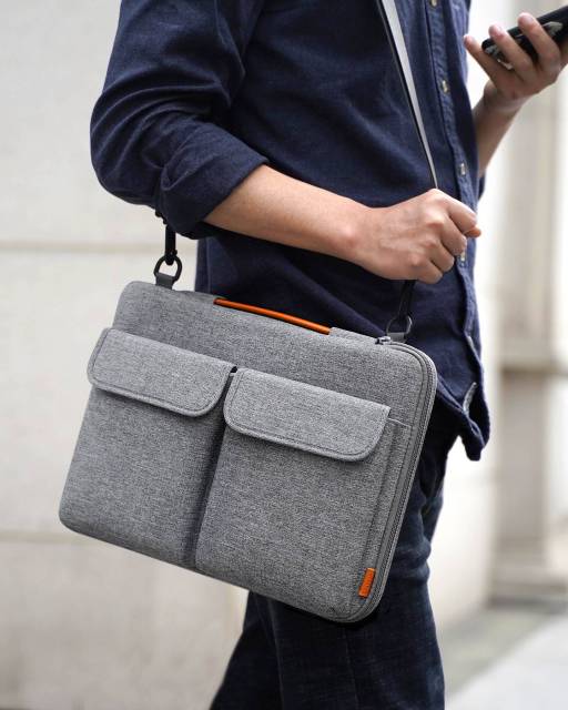 EdgeKeeper 360° Protective 13-15.6 Inch Laptop Shoulder Bag--GM0518 Light Grey and Dark Grey--240524