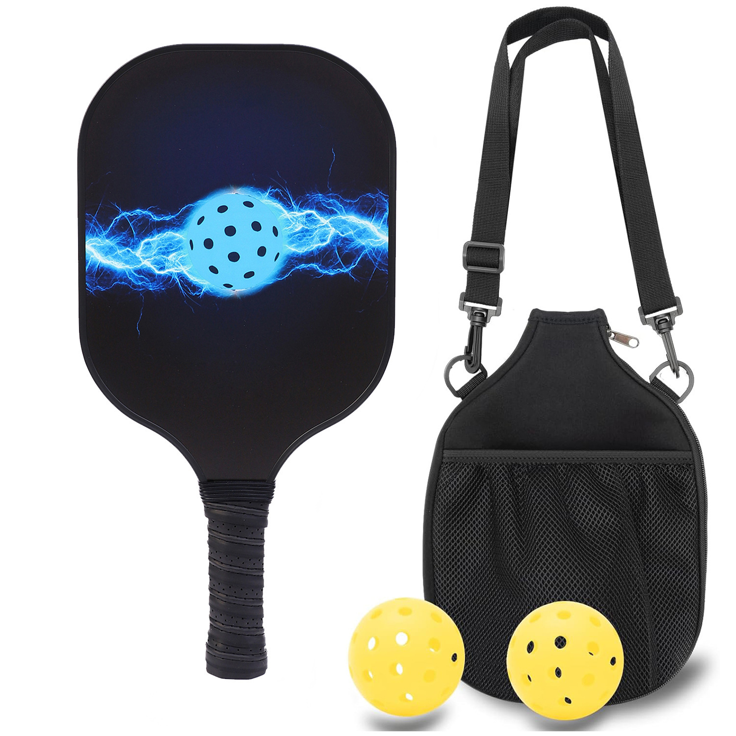 Fiberglass Pickleball Racket Set with single storage cloth bag school outdoor sports