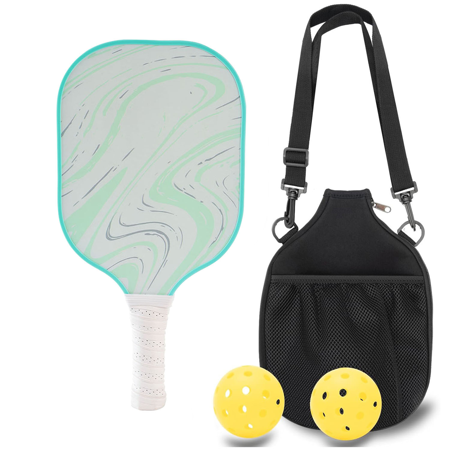 Fiberglass Pickleball Racket Set with single storage cloth bag school outdoor sports