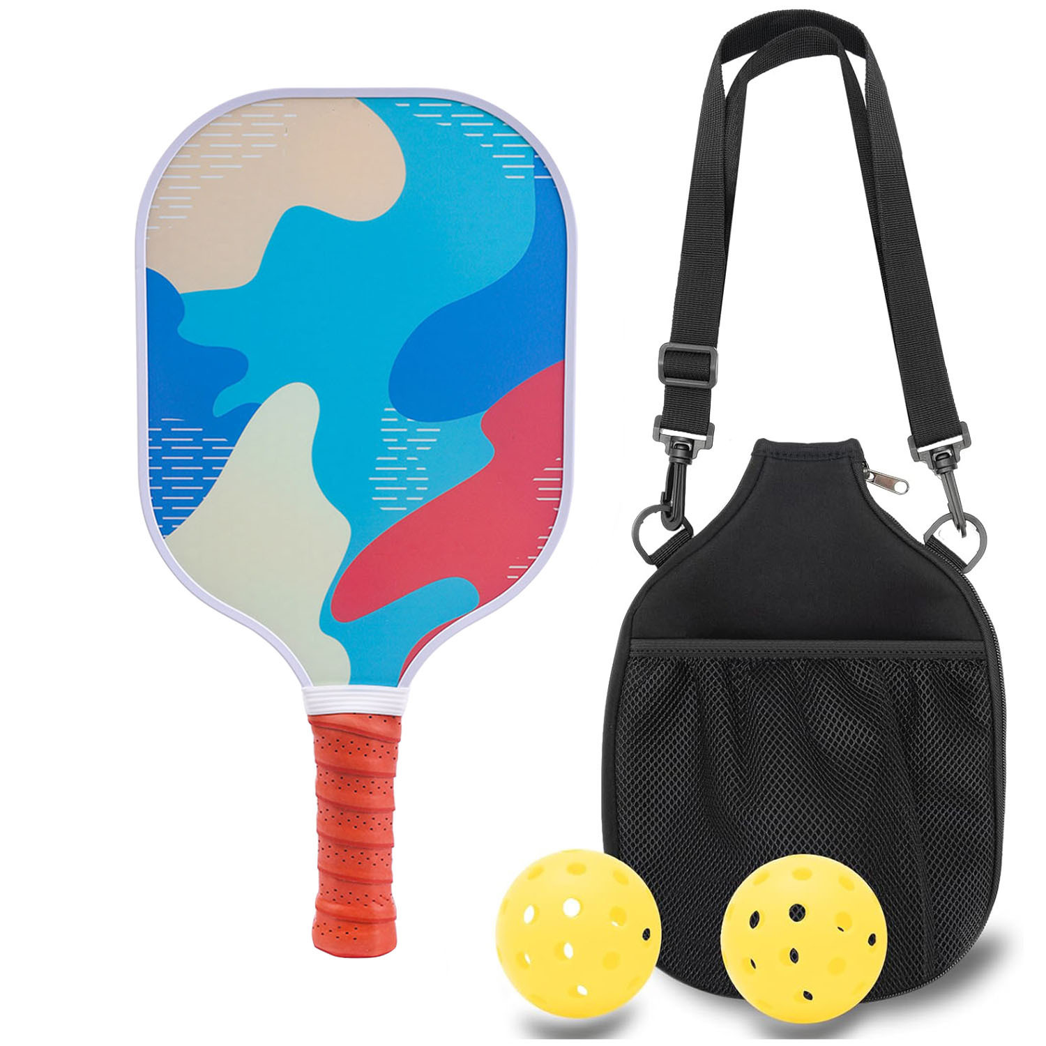 Fiberglass Pickleball Racket Set with single storage cloth bag school outdoor sports