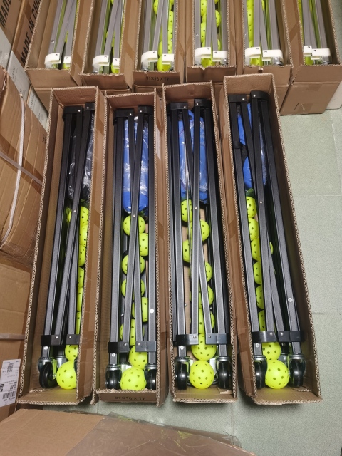 Keranjang Bola Tenis Padel Pickleball Beroda Kapasitas Besar 160 Bola Kualitas Terbaik / Foldable Ball Cart Portable Ball Hopper with Wheels