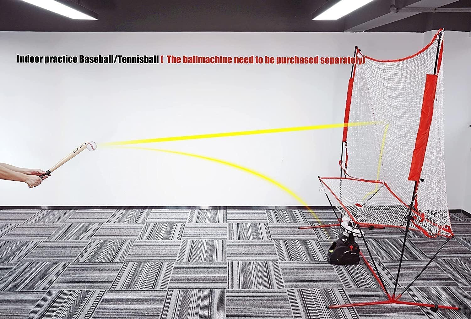 NT01 Baseball & Tennis Ball Recycling System Net, 6 x 7ft Compatible with 681PBH 680BH Machines, Portable Polyester Netting and Fiberglass Frame, with Carrying Bag (Net Only)