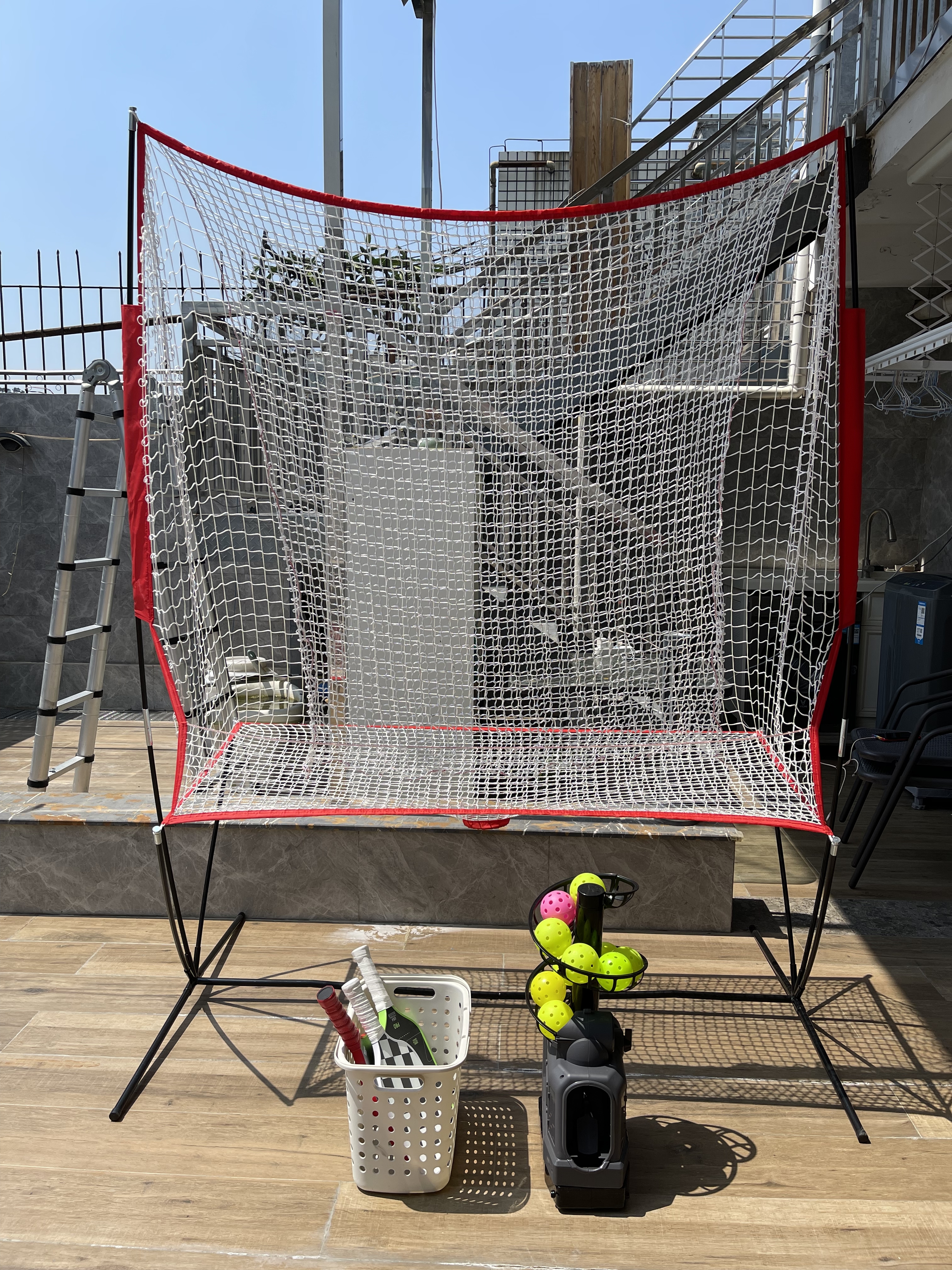 NT01 Baseball & Tennis Ball Recycling System Net, 6 x 7ft Compatible with 681PBH 680BH Machines, Portable Polyester Netting and Fiberglass Frame, with Carrying Bag (Net Only)