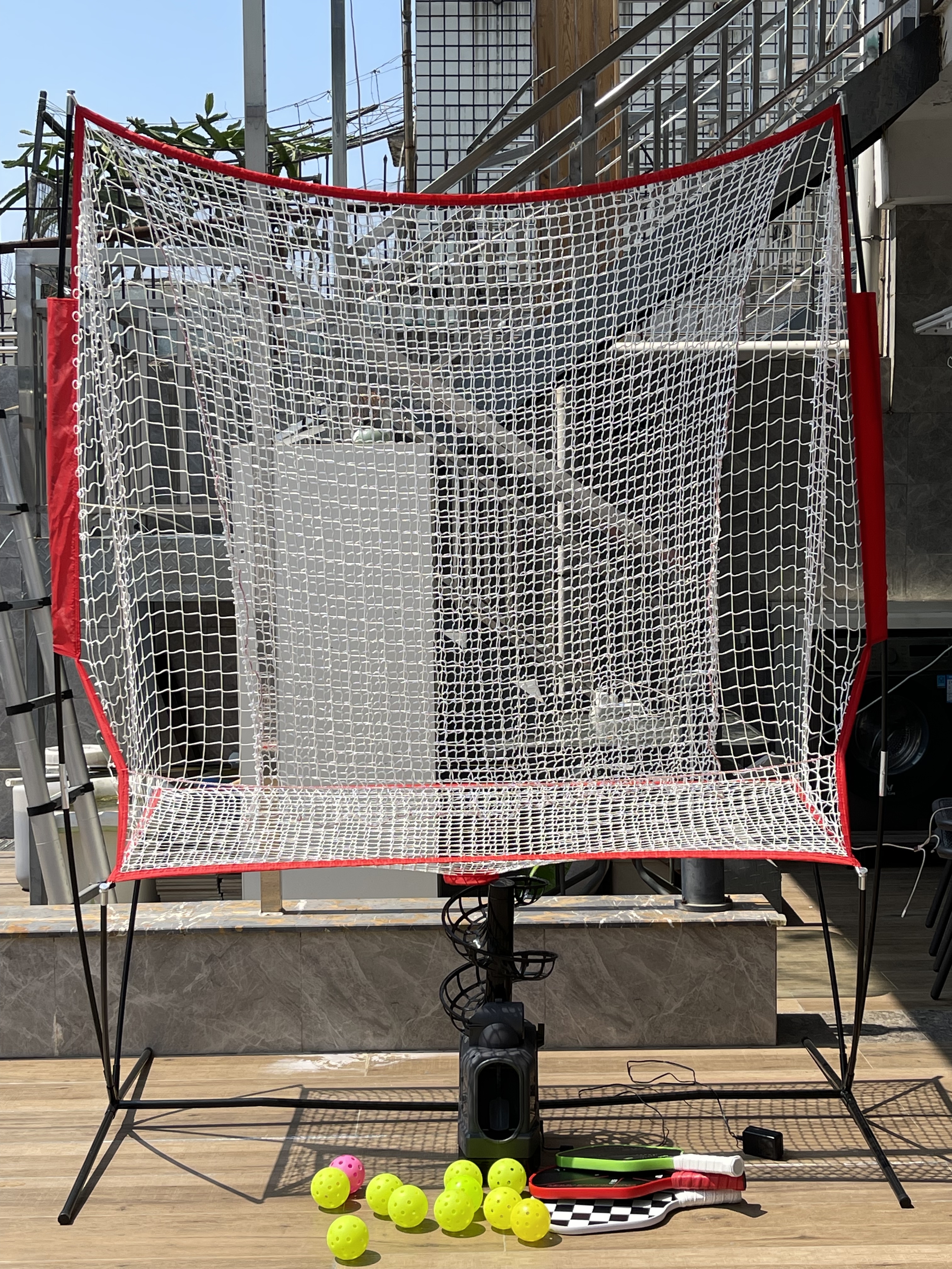 NT01 Baseball & Tennis Ball Recycling System Net, 6 x 7ft Compatible with 681PBH 680BH Machines, Portable Polyester Netting and Fiberglass Frame, with Carrying Bag (Net Only)