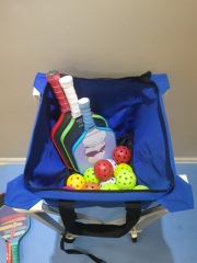 Keranjang Bola Tenis Padel Pickleball Beroda Kapasitas Besar 160 Bola Kualitas Terbaik / Foldable Ball Cart Portable Ball Hopper with Wheels