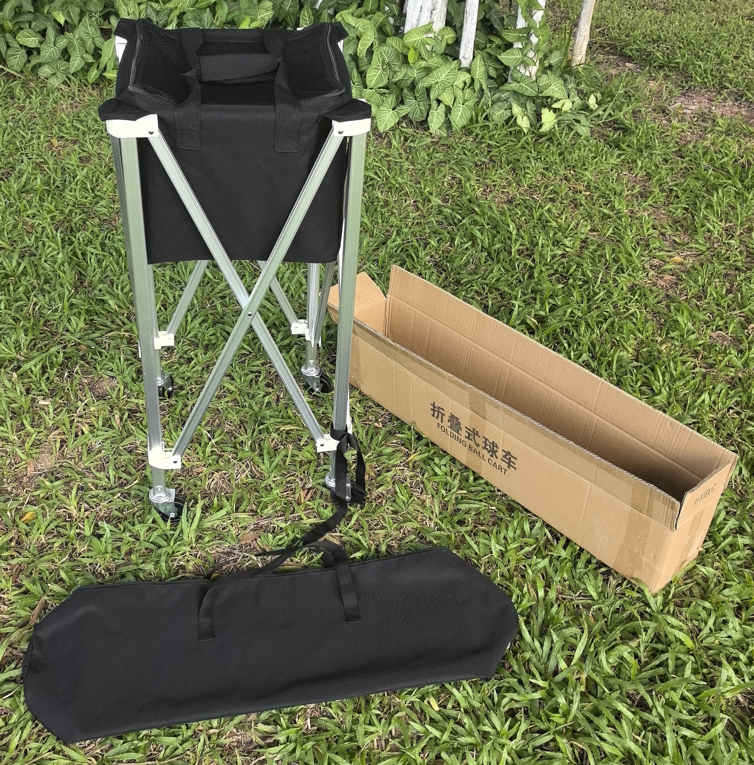 Keranjang Bola Tenis Padel Pickleball Beroda Kapasitas Besar 160 Bola Kualitas Terbaik / Foldable Ball Cart Portable Ball Hopper with Wheels