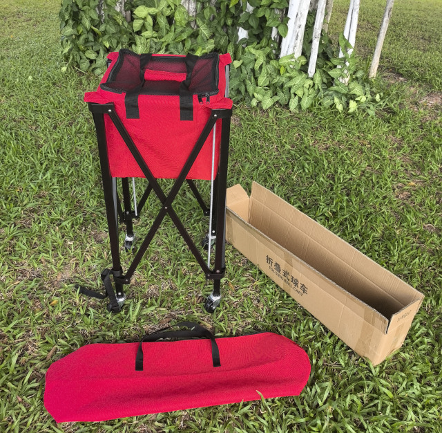 Keranjang Bola Tenis Padel Pickleball Beroda Kapasitas Besar 160 Bola Kualitas Terbaik / Foldable Ball Cart Portable Ball Hopper with Wheels