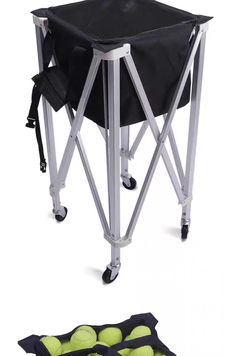 Keranjang Bola Tenis Padel Pickleball Beroda Kapasitas Besar 160 Bola Kualitas Terbaik / Foldable Ball Cart Portable Ball Hopper with Wheels