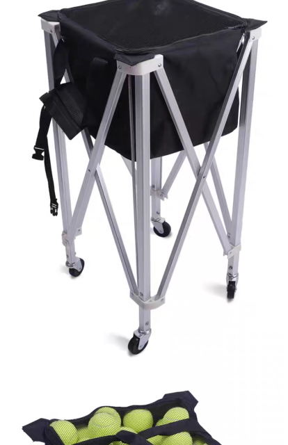 Keranjang Bola Tenis Padel Pickleball Beroda Kapasitas Besar 160 Bola Kualitas Terbaik / Foldable Ball Cart Portable Ball Hopper with Wheels