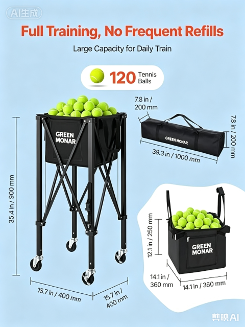 Green Monar Tennis & Pickleball Hopper